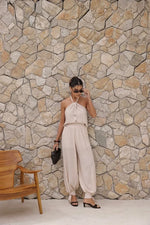 Conjunto Chloé Blusa Frente Única Areia