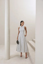 Vestido Frente Única Poá Off White