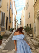 Vestido Longuete Laise Ombro a Ombro Azul