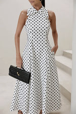 Vestido Frente Única Poá Off White