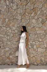 Conjunto Linho Calça Fenda Off White