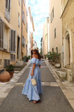 Vestido Longuete Laise Ombro a Ombro Azul