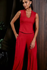 Conjunto Blusa Costas Aberta Vermelho