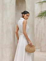 Vestido Chemise Com Faixa Bege