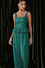 Blusa Peplum Laise Barrado Verde