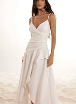 Vestido Longuete Saia Babado Branco
