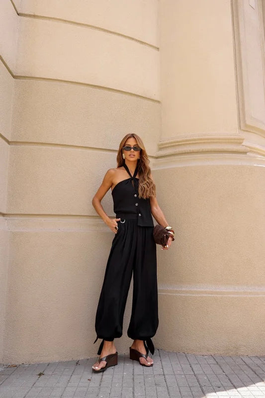 Conjunto Chloé Blusa Frente Única Preto