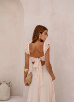 Vestido Longo Silk Bordado Bege