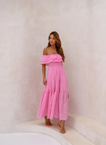 Vestido Longuete Laise Ombro a Ombro Rosa