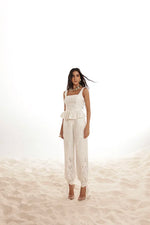 Blusa Peplum Laise Barrado Off White