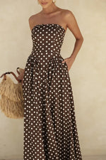 Vestido Longo Poá Tomara Que Caia Marrom