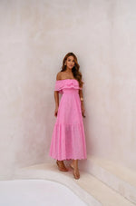 Vestido Longuete Laise Ombro a Ombro Rosa