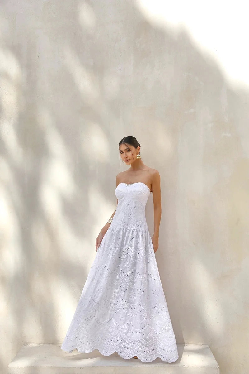 Vestido Longo Laise Sem Alça Off White