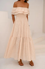 Vestido Longuete Laise Ombro a Ombro Areia