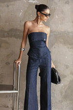 Conjunto Corset Calça Vinco Azul Jeans