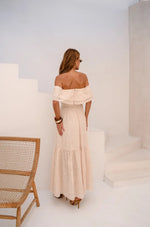 Vestido Longuete Laise Ombro a Ombro Areia