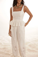 Blusa Peplum Laise Barrado Off White