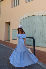 Vestido Longuete Laise Ombro a Ombro Azul