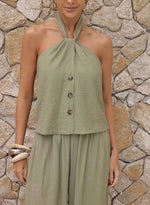 Conjunto Chloé Blusa Frente Única Verde Pistache