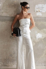 Conjunto Corset Calça Vinco Off White