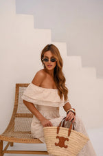 Vestido Longuete Laise Ombro a Ombro Areia