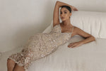 Vestido Midi Tule Bordado Dourado