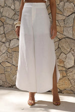 Conjunto Linho Calça Fenda Off White