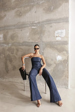 Conjunto Corset Calça Vinco Azul Jeans