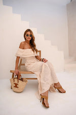 Vestido Longuete Laise Ombro a Ombro Areia