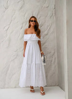 Vestido Longuete Laise Ombro a Ombro Off White