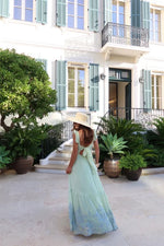 Vestido Longo Silk Bordado Verde Menta