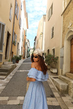 Vestido Longuete Laise Ombro a Ombro Azul