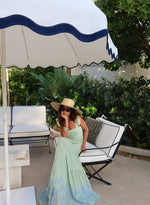 Vestido Longo Silk Bordado Verde Menta