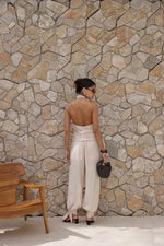 Conjunto Chloé Blusa Frente Única Areia