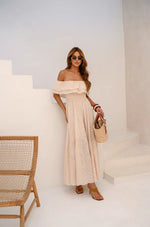 Vestido Longuete Laise Ombro a Ombro Areia