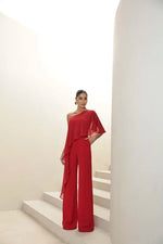 Macacão Scuba Com Blusa Fluída Vermelho