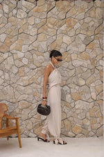 Conjunto Chloé Blusa Frente Única Areia