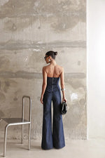 Conjunto Corset Calça Vinco Azul Jeans