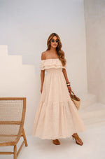 Vestido Longuete Laise Ombro a Ombro Areia