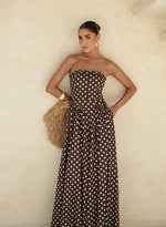 Vestido Longo Poá Tomara Que Caia Marrom