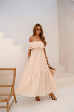 Vestido Longuete Laise Ombro a Ombro Areia
