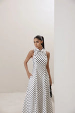 Vestido Frente Única Poá Off White