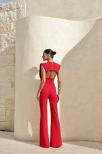 Macacão Pala Pespontado Vermelho