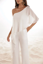 Macacão Scuba Com Blusa Fluída Off White