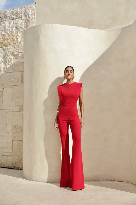 Macacão Pala Pespontado Vermelho