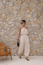 Conjunto Chloé Blusa Frente Única Areia