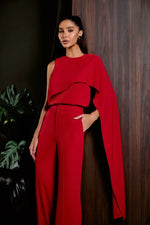 Conjunto Blusa Assimétrica Com Calça Vermelho